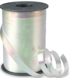 PRÄSENT Ringelband Irisee - 10 mm x 200 m, weiß Geschenkband weiß uni 10 mm 200 m