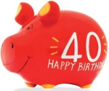 KCG Spardose Schwein 40 Happy Birthday - Keramik, klein Spardose Schwein 40 Happy Birthday 12,5 cm