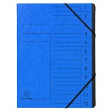 Exacompta Ordnungsmappe - 12 Fächer, A4, Colorspan-Karton, blau Ordnungsmappe 12 blau A4 Gummizug