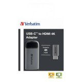 Verbatim USB-C auf HDMI 4K Adapter - Für den Anschluss von Laptops, MacBooks an einen Projektor oder Monitor - Grau