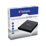 Verbatim Externer Slimline CD/DVD-Brenner, mobiles externes Laufwerk, schnelle Datensicherung, mit Nero Burn & Archive - schwarz