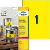 Avery Zweckform® L4775-20 Folienetiketten - 210 x 297 mm, gelb, 20 Etiketten, permanent, wetterfest
