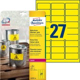 Avery Zweckform® L6105-20 Folienetiketten - 63,5 x 29,6 mm, gelb, 540 Etiketten, permanent, wetterfest