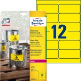 Avery Zweckform® L6107-20 Folienetiketten - 99,1 x 42,3 mm, gelb, 240 Etiketten, ablösbar, wetterfest