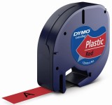 Dymo® Schriftbandkassetten Kunststoff - laminiert, 12 mm x 4 m, schwarz auf rot Schriftband rot