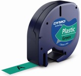 Dymo® Schriftbandkassetten Kunststoff - laminiert, 12 mm x 4 m, schwarz auf grün Schriftband grün