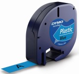 Dymo® Schriftbandkassetten Kunststoff - laminiert, 12 mm x 4 m, schwarz auf blau Schriftband blau