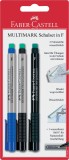 FABER-CASTELL Folienstift Multimark Schulset F - 3er Pack Folienstift blau/schwarz 0,6 mm