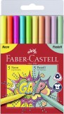 FABER-CASTELL Grip Filzstift Neon und Pastell, sortiert, 10er Etui Faserschreiberetui 3 mm Tinte