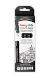 Pentel® Permanent Fineliner S20P-5 pigmentierter Tinte, 5 Stück sortiert, schwarz Fineliner