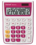 Rebell® Tischrechner - Solar-/Batteriebetrieb, 12-stellig, LCD-Display, weiß/rosa inkl. Knopfzelle