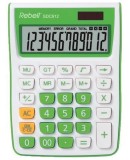Rebell® Tischrechner - Solar-/Batteriebetrieb, 12-stellig, LCD-Display, weiß/grün Taschenrechner