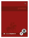 Staufen® Collegeblock Premium LIN 28 - A4, 80 Blatt, 90 g/qm, rot, kariert mit Doppelrand A4 4-fach