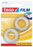 tesa® Klebefilm doppelseitig - 12 mm x 7,5 m, 2er Blisterpack Doppelklebeband 12 mm 7,5 m