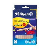 Pelikan® Farbstifte Natur - dick, 12er Pack Besonders dicke und bruchfeste Mine Farbstiftetui soft