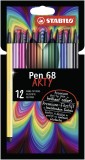 STABILO® Premium-Filzstift - Pen 68 - ARTY - 12er Pack - mit 12 verschiedenen Farben ca. 1 mm