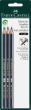 Faber-Castell Bleistift DESSIN® - B, 3er Blisterkarte, blau-silber-gestreift Bleistift B 175 mm