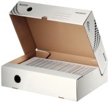 Leitz 6134 Archivbox easyboxx - A4, 80 mm, Wellpappe (RC), breite Öffnung, Klappdeckel, weiß weiß