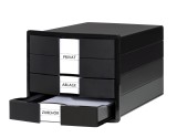 HAN Schubladenbox IMPULS - A4/C4, 3 geschlossene Schubladen, inkl. Einsatz, schwarz Schubladenbox 3