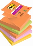 Post-it® SuperSticky Haftnotizblock Z-Notes Boost - 76 x 76 mm, 5x 90 Blatt, sortiert Haftnotiz