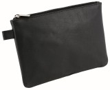 Alassio® Mehrwegbeutel - 23 x 16 cm, Echt Leder, schwarz Reißverschlusstasche schwarz 23 cm 16 cm