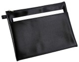 Alassio® Mehrwegbeutel - 25 x 19 cm, Lederimitat, Vortasche, schwarz Reißverschlusstasche schwarz