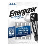 Energizer Batterie Ultimate Lithium Micro (AAA) 1,5Volt 4 Stück Batterie Micro/L92/AAA 1,5 Volt