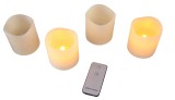 LED Kerze - 4er Stück, 7,5 x 7,5 cm, creme mit Fernbedienung Kerzen creme 7,5 cm 6h an/18h aus