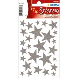 Herma 15128 Sticker MAGIC Sterne - silber, glittery Mindestabnahmemenge = 10 Pack Sterne 27 Stück