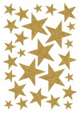 Herma 15129 Sticker MAGIC Sterne - gold, glittery Weihnachtsetiketten Sterne selbstklebend 27 Stück