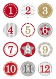 Herma 15254 Sticker DECOR Adventskalendersticker 1-24 - rot, Ø 2 cm Weihnachtsetiketten