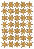 Herma 3911 Sticker DECOR Sterne 6-zackig, gold, beglimmert, Ø 16 mm Weihnachtsetiketten Sterne gold