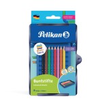 Pelikan® Kreativfabrik Farbstifte - 8 Farben sortiert, dreikant, in Universaletage Farbstiftetui