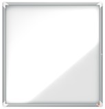 nobo® Schaukasten Premium Plus, Außenbereich, 12xA4, Magnetisch, Klapptür, Glas, weiß 92,3 cm