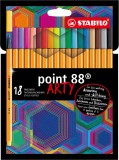 STABILO® Fineliner point 88® Etui - ARTY - 18er Pack - mit 18 verschiedenen Farben Finelineretui