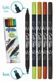 ONLINE® Faserschreiber Calli.Brush Twin - 5 Stück Duo fresh Kalligrafiestift 5 Farben sortiert