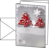 SIGEL Weihnachts-Karten Three Trees - A6 (A5), 10 Karten, Handmade inkl. Umschläge Grußkarten