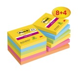 Post-it® SuperSticky Haftnotiz Super Sticky Notes Promotion - 76 x 76 mm, sortiert, 12x 90 Blatt