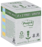 Post-it® Haftnotizblock Recycling Notes - 76 x 76 mm, sortiert, 10 x 100 Blatt Promotionpack 76 mm