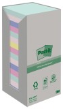 Post-it® Haftnotizblock Recycling Notes - 76 x 76 mm, sortiert, 16 x 100 Blatt Haftnotiz 76 mm