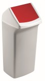 Durable Abfallbehälter DURABIN 40L + Schwingklappe - weiß/rot Abfallsammler 40 Liter 366 mm 747 mm