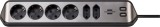 brennenstuhl® Ecksteckdosenleise ®estilo - 6-fach, 2m, schwarz, 4x Schutzkontakt, 2x Euro,2x USB, ohne Schalter