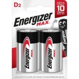 Energizer Batterie Max Mono D 1,5V, weiß/rot, 2 Stück Batterie Mono/LR20 9 Volt Alkaline-Mangan