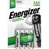 Energizer Akku Rechargeable Power Plus Micro AAA 1,2Volt 700mAh, weiß/grün, 4 Stück Akku 1,2 Volt