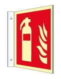 moedel® Fahnenschild Feuerlöscher ISO 7010, Kunststoff langnachleuchtend, 14,8 x 14,8 cm