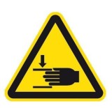 moedel® Warnung vor Handverletzungen ISO 7010, Folie selbstklebend, 10 cm Seitenlänge Warnschild