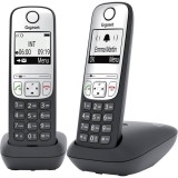 Gigaset Schnurlostelefon A690 Duo mit Rufnummernanzeige, schwarz Telefon schwarz Analog 1 1