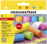 Eberhard Faber Straßenmalkreide Neon - 6 Farben sortiert, Kartonetui Kreide rund 10,1 cm Kartonetui