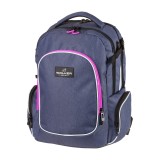 walker® Schulrucksack Wizzard Campus Evo - blue ivy / pink USB-Ladeanschluß außen Schulrucksack