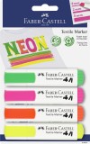 FaberCastell Textilmarker - 5 mm, 4 Stück neon sortiert Wäschemarker sortiert 5 mm Keilspitze
